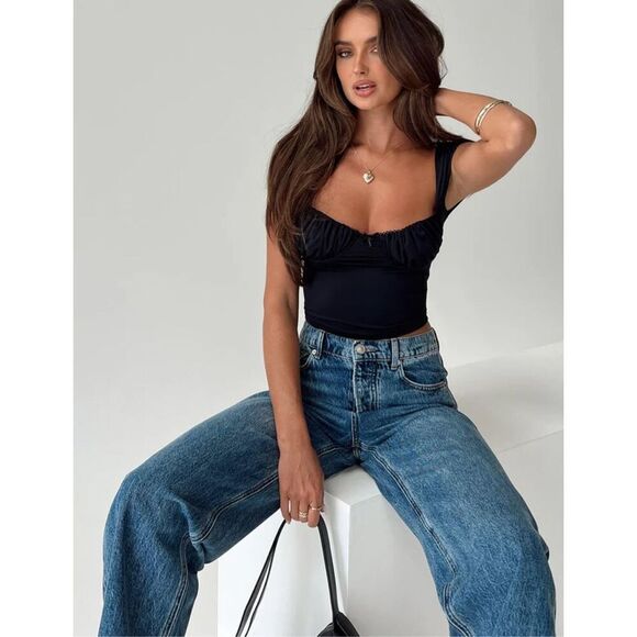 Princess Polly CANDYCE TOP BLACK Size 10 Nwot - Picture 8 of 8